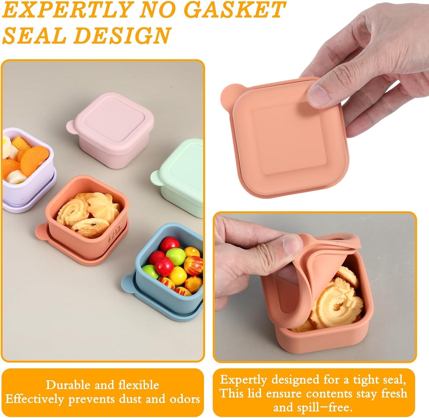 10 Pack 6 oz Silicone Snack Containers, Reusable Small Containers with Lids, Reusable Meal Prep Silicone Containers Lunch Box Bento Box Set
