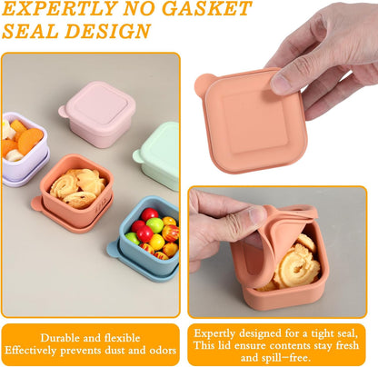 10 Pack 6 oz Silicone Snack Containers, Reusable Small Containers with Lids, Reusable Meal Prep Silicone Containers Lunch Box Bento Box Set