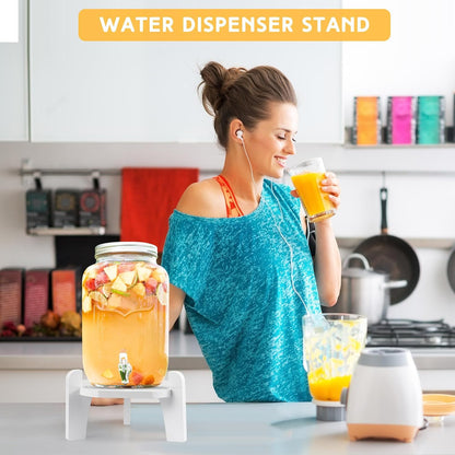 Roshtia 1 Pcs Beverage Dispenser Stand Bamboo Wood Drink Dispenser Stand Fits 6-8" Diameter of Glass Jar Base for Glass Beverage Water Jug Containers (Black)