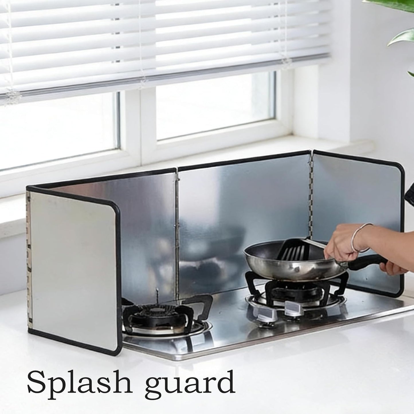 Splatter Screen - 4 Sided Stainless Steel Grease Splatter Guard for Frying Pan, Fine Mesh Oil Splash Protector, Stove Top Splatter Shield, Easy Clean & Durable Kitchen Essential