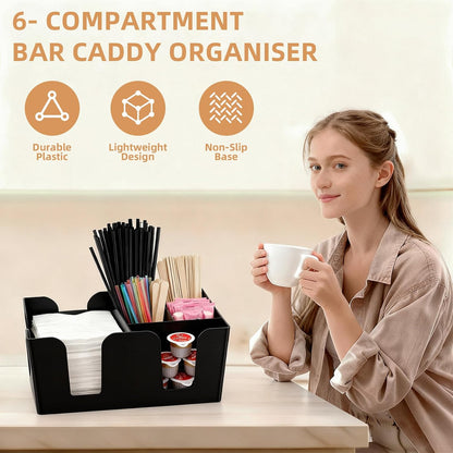 Commercial Cup and Lid Holder with Straw Organizer,Disposable Coffee Cup Condiment Dispenser for Countertop Org, Coffee Bar, Beverage Cup, Kitchen, Breakroom (11 Compartment Upright)