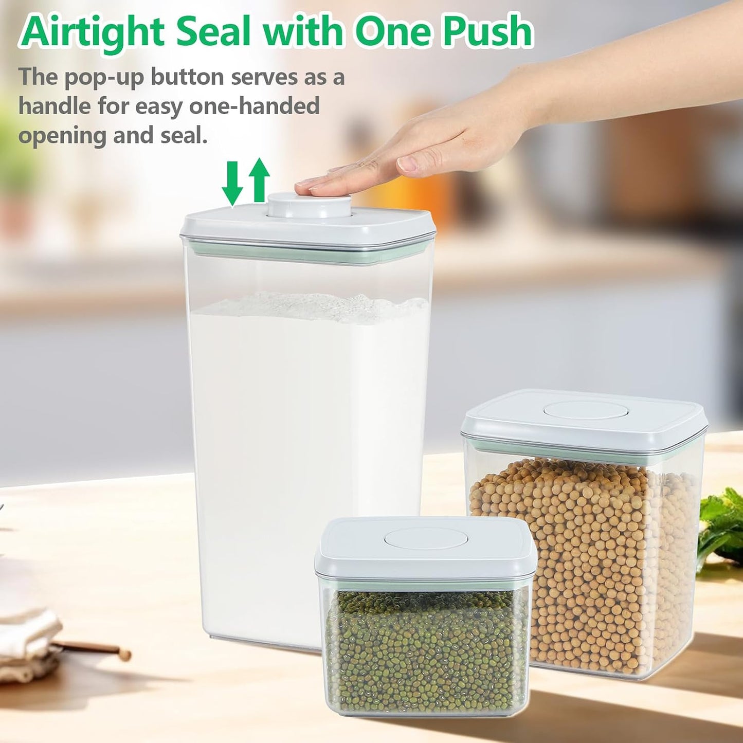 TBMAXS Versatile Storage Container Bin with Pop-up Lid & Scoop, Rice Flour Container Dog Cat Food Storage Container, Laundry Room Organization Household Essentials Kitchen Pantry Organizers
