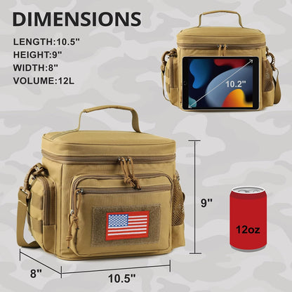 Lunch Box for Men, Tactical Lunch Bag MOLLE Webbing Leakproof Insulated Lunch Cooler Women Adult Meal with Adjustable Shoulder Strap Lunch Pail (Blue)
