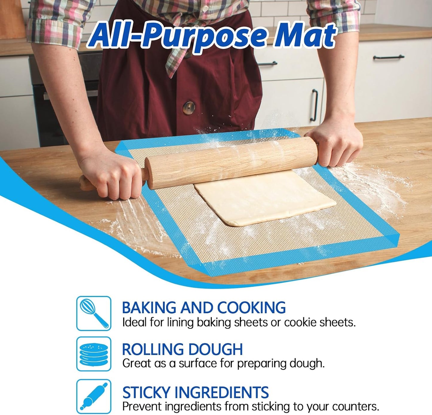 UBeesize Oversize Silicone Baking Mat, 23.6x31.5 Inch Non Stick Pastry Mat with Measurements, XXL Large Nonslip Counter Mat, Fondant/Pie Crust Mat for Making Cookies Macarons Bread Baking Supplies
