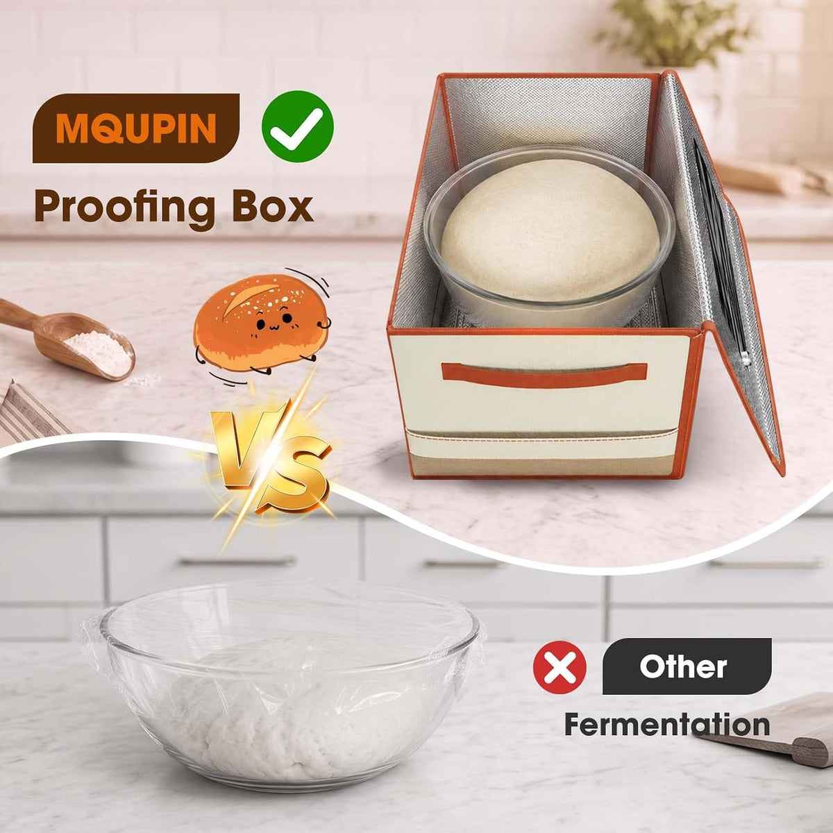 MQUPIN Folding Bread Proofing Box with 68-131℉ Temp Control for Sourdough