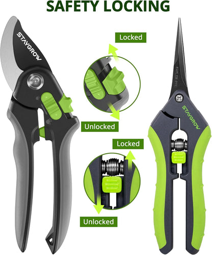 2pcs 6.5" Pruning Shears for Gardening Ultra Sharp Garden Scissors