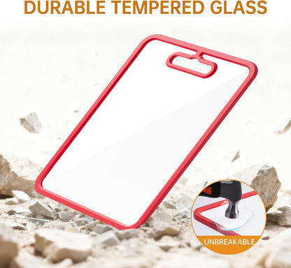 2Pcs White Glass Cutting Board for Kitchen, Tempered Glass Chopping Board with Non-Slip Edges, Dishwasher Safe Clear Cutting Board Set, Heat & Shatter Resistant,15"×11" & 13"×9"