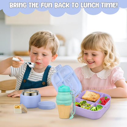 Lunch Box Kids, Leak Proof 5 Compartment Bento Box for Kids, 13oz Thermo for Hot Food Kids Lunch Box,Hot Lunch Box for School Travel