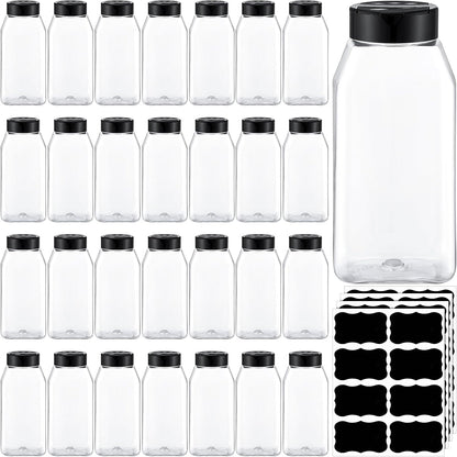 Mifoci 28 Pack 16 oz Black Plastic Spice Jars with Cap