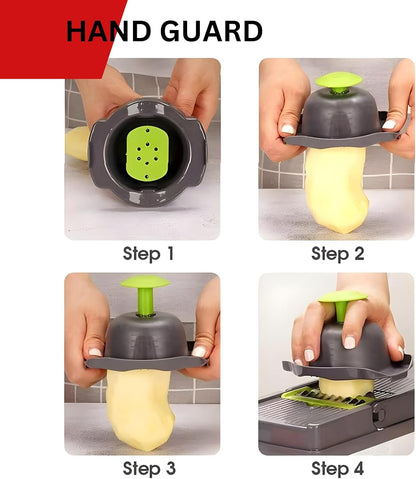 17 in 1 Vegetable Chopper Mandoline Slicer – All In One Veggie Cutter Food Grater Includes Onion Goggles, Egg Separator, Hand Guard – Sharp Stainless Steel Blades – 2 in 1 Drain Basket