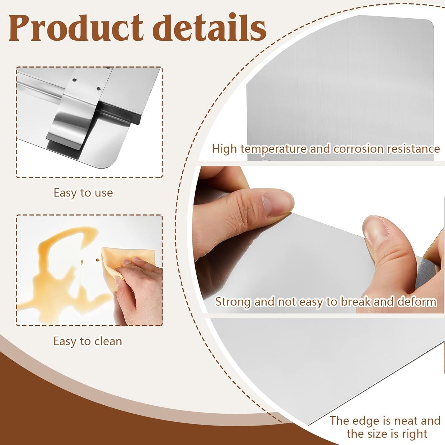Ferraycle 2 Pack 20-1/2" W x 18" H 304 Stainless Steel Fryer Splash Guard for Stove & Kitchen, Oil Splatter Screen Protection, Heavy Duty Grease Barrier for Frying, Grilling, Easy Clean, Universal Fit
