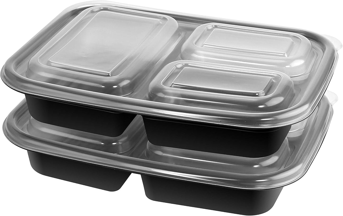 Nameless 20 Piece Meal Prep Container Kit - 3 Section Black