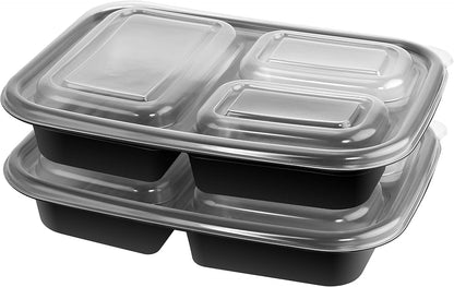 Nameless 20 Piece Meal Prep Container Kit - 3 Section Black