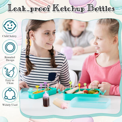 50 Pcs Kids Bento Box Accessories Including Food Picks Mini Condiment Bottles Ketchup Squeeze Bottles, Mini Soy Sauce Container with Funnel for Kids School Bento Camping Office Accessories (Animal)