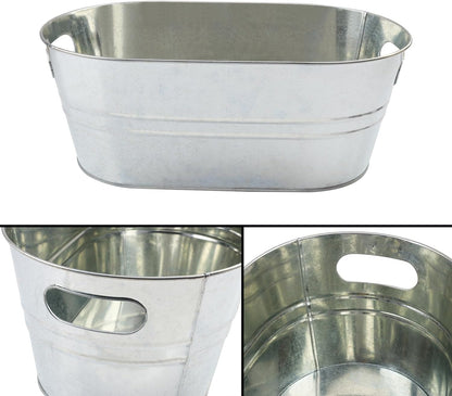 3 PCS 15.3 x 9 x 6 inches Black Metal Galvanized Tub with Handles, 3 Gallon Galvanized Beverage Tubs for Parties, Large Metal Drink Ice Buckets for Beer, Wine, Cocktails & Outdoor Events