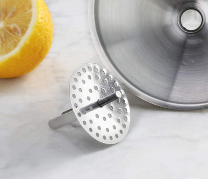 New Star Foodservice Stainless Steel Funnel with Detachable Strainer Filter, 5-Inch, Silver, Heavy-Duty Kitchen Funnel for Liquids, Oils, Sauces, Broths, and Canning