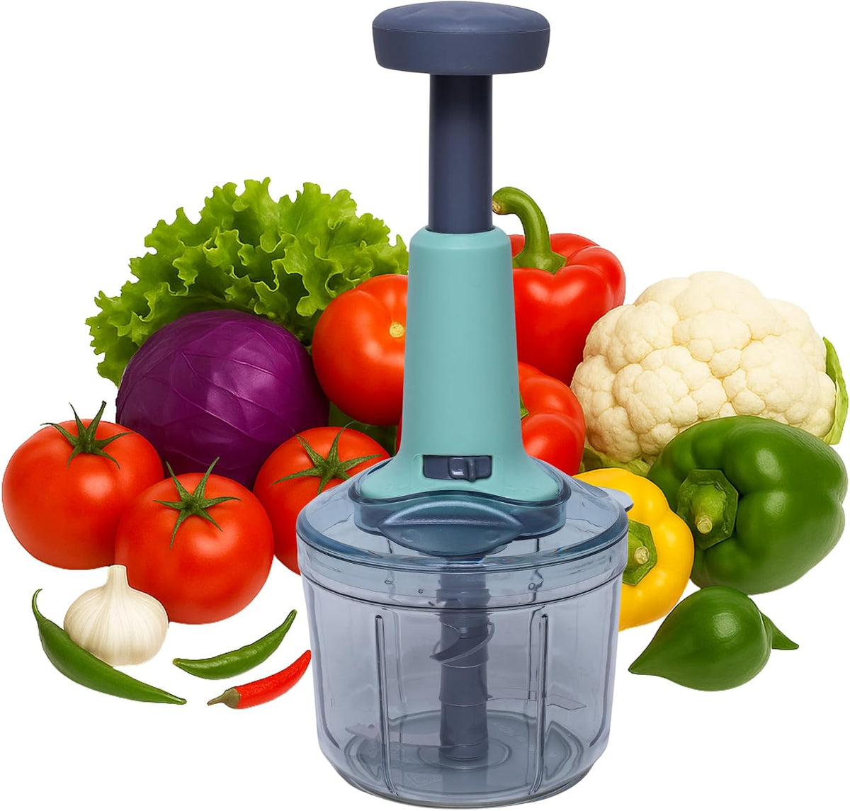 Push Chopper with 4 Blades 1000 ML Handy & Compact Chopper