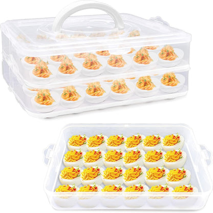3 Layer Deviled Egg Containers with Lid,Portable Deviled Egg with Handle,Egg Carrier Holder Tray with 72 Holes for Thanksgiving Day,Party Favor Home Kitchen Refrigerator Supplies