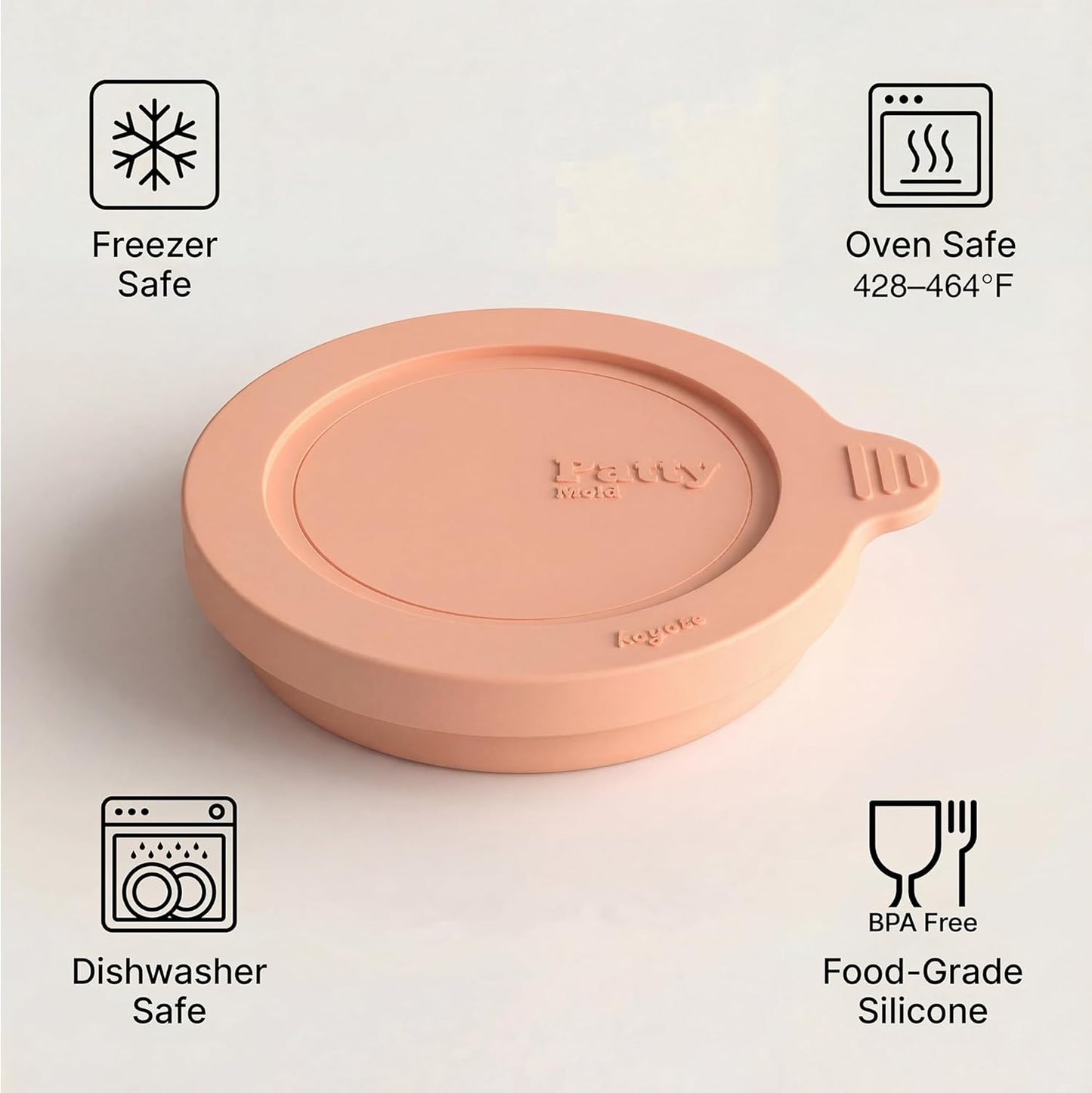 Silicone Burger Patty Mold Set with Lid, Nonstick Burger Press for 1/4 lb Patties, Food-Grade Patty Maker for Beef, Chicken & Veggie Burgers, Food Freezer Container, 4 Pack