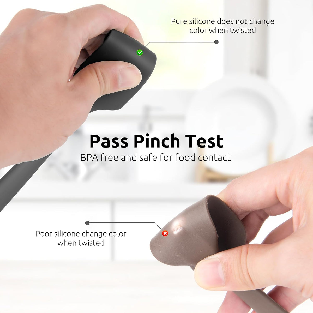 U-Taste Small Mini Silicone Spatula, 9in Rubber Jar Bowl Scraper, Black
