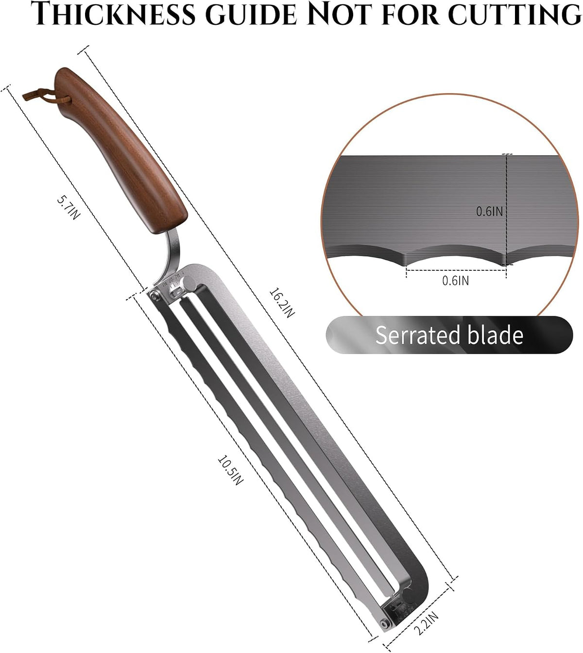 Adjustable Bread Knife for Homemade, Thickness Guide, Raised Handle, Right