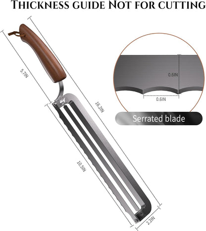 Adjustable Bread Knife for Homemade, Thickness Guide, Raised Handle, Right