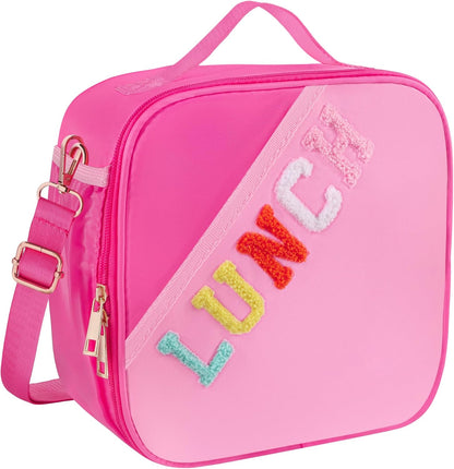 Nsrzua Lunch Bag Kids-Kids Insulated Lunch Bag with Adjustable Strap - Reusable Leakproof Lunch Box for Girls, Preppy School Lunch Tote for Travel, Picnic,School & Winter Camp