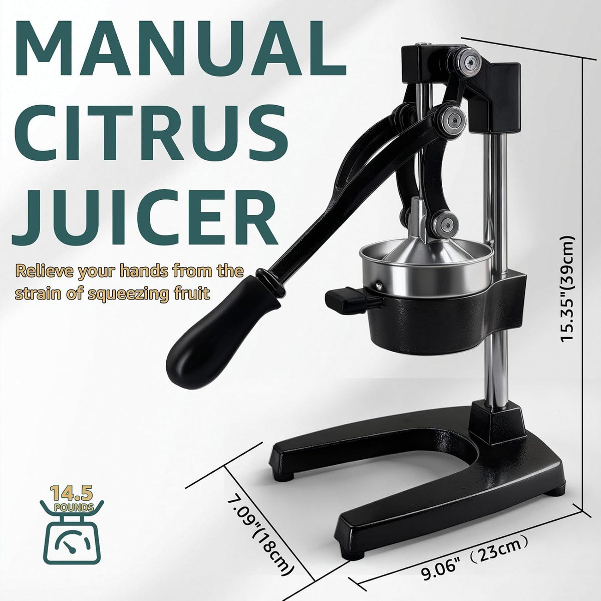 Manual Citrus Juicer, Cast Iron Lemon Squeezer for Orange Lime
