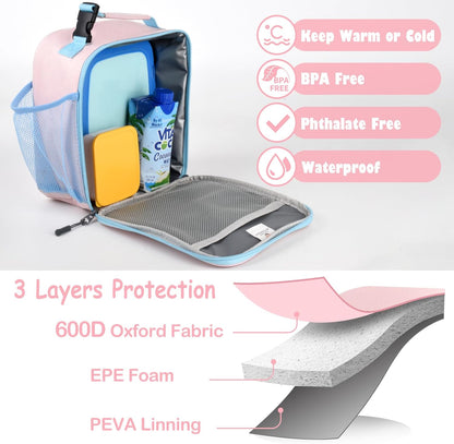 CaCTOUR Lunch Box Kids,Premium Insulated Lunchbox for Girls Boys,Soft Mini Cooler Bag Back to School Thermal Reusable Lunch Bag for Work School Picnic (Blue)