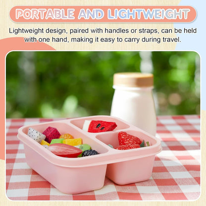 Honeydak 5 Pack Snack Containers 3 Compartment Bento Snack Boxes Divided Meal Prep Containers with Lids Reusable Adults Lunch Food Storage Box for School Work Travel(Elderberry)