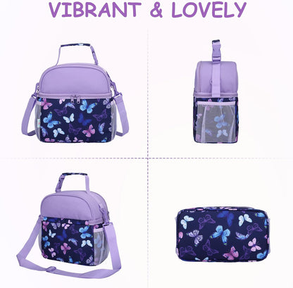 VASCHY Lunch Box Bag for Kids, Insulated Double Compartments Cooler Lunch Tote for Toddlers Boys Girls School/Daycare/Picnic Black Dinos