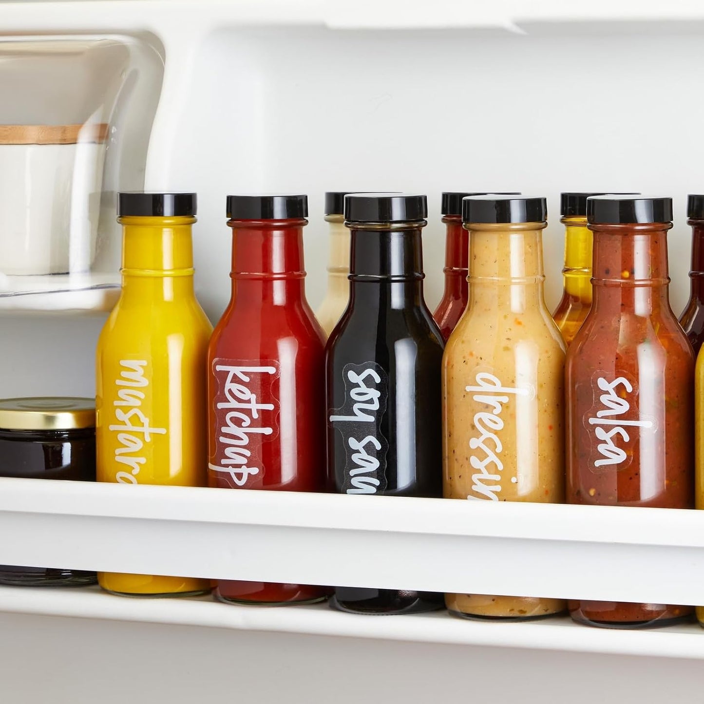 Talented Kitchen 158 Food Container Labels - Durable Waterproof Adhesive - Clear Script Sticker Design for Pantry & Fridge - Freezer Labels & Symbol Stickers - Clear & Black Laminated Paper