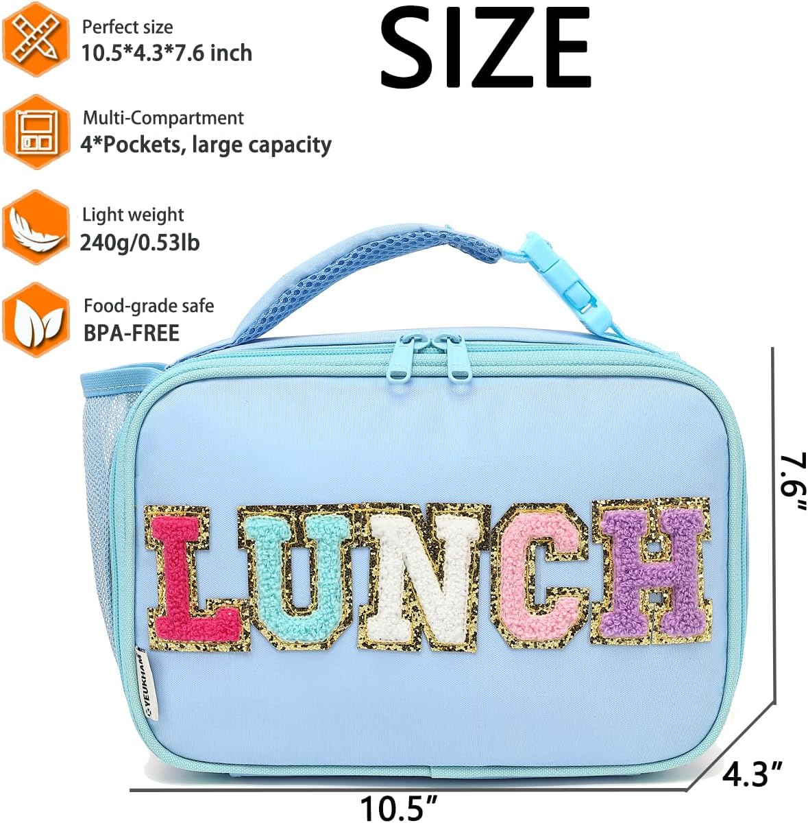 GYEUKHAM Insulated Lunch Box for School, Thermal Reusable Durable Freezable Lunch Bags for Kids Boys Girls Men Women - Small Soft Cooler Portable Lunch Tote Kit for Work Picnic Travel,Black