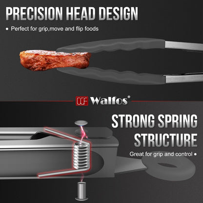 WALFOS Tweezer Tongs for Cooking, Kitchen Tweezers Stainless Steel Pasta Tweezers Tongs for Cooking, Roasting, Grabbing Small Objects, Dessert, BBQ, Spaghetti 3 Pcs (8+10+12-Inch)