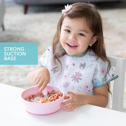 Bumkins Baby Bowl, Silicone Suction, for Babies, Toddlers and Kids, Baby Led Weaning, Feeding Essentials, Platinum Silicone, Non Skid Sticky Bottom, Supplies for Children Ages 6 Months Up, Gray