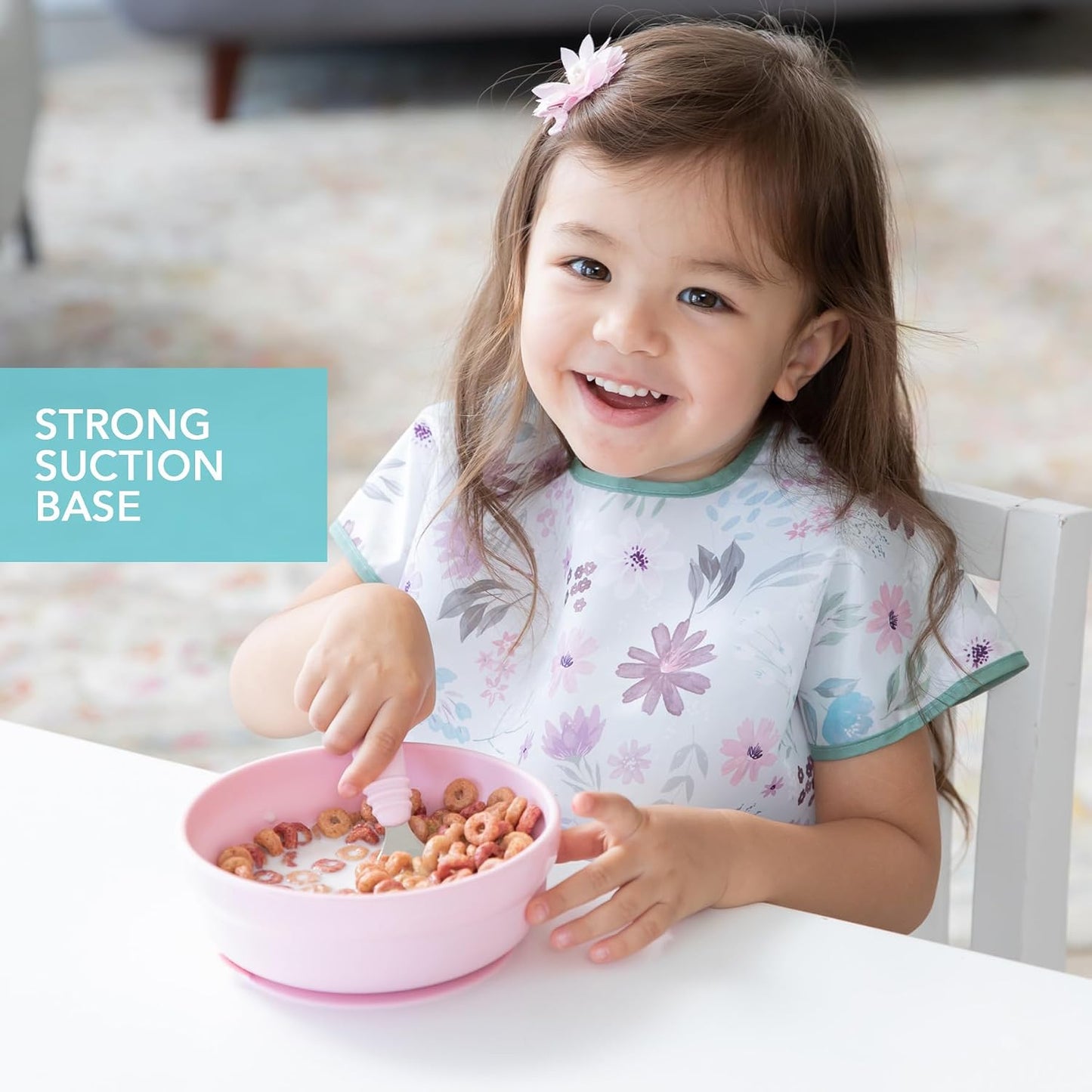 Bumkins Baby Bowl, Silicone Suction, for Babies, Toddlers and Kids, Baby Led Weaning, Feeding Essentials, Platinum Silicone, Non Skid Sticky Bottom, Supplies for Children Ages 6 Months Up, Gray
