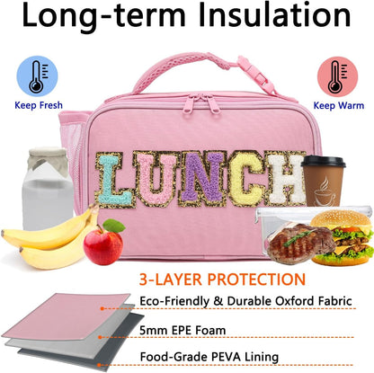 GYEUKHAM Insulated Lunch Box for School, Thermal Reusable Durable Freezable Lunch Bags for Kids Boys Girls Men Women - Small Soft Cooler Portable Lunch Tote Kit for Work Picnic Travel,Black