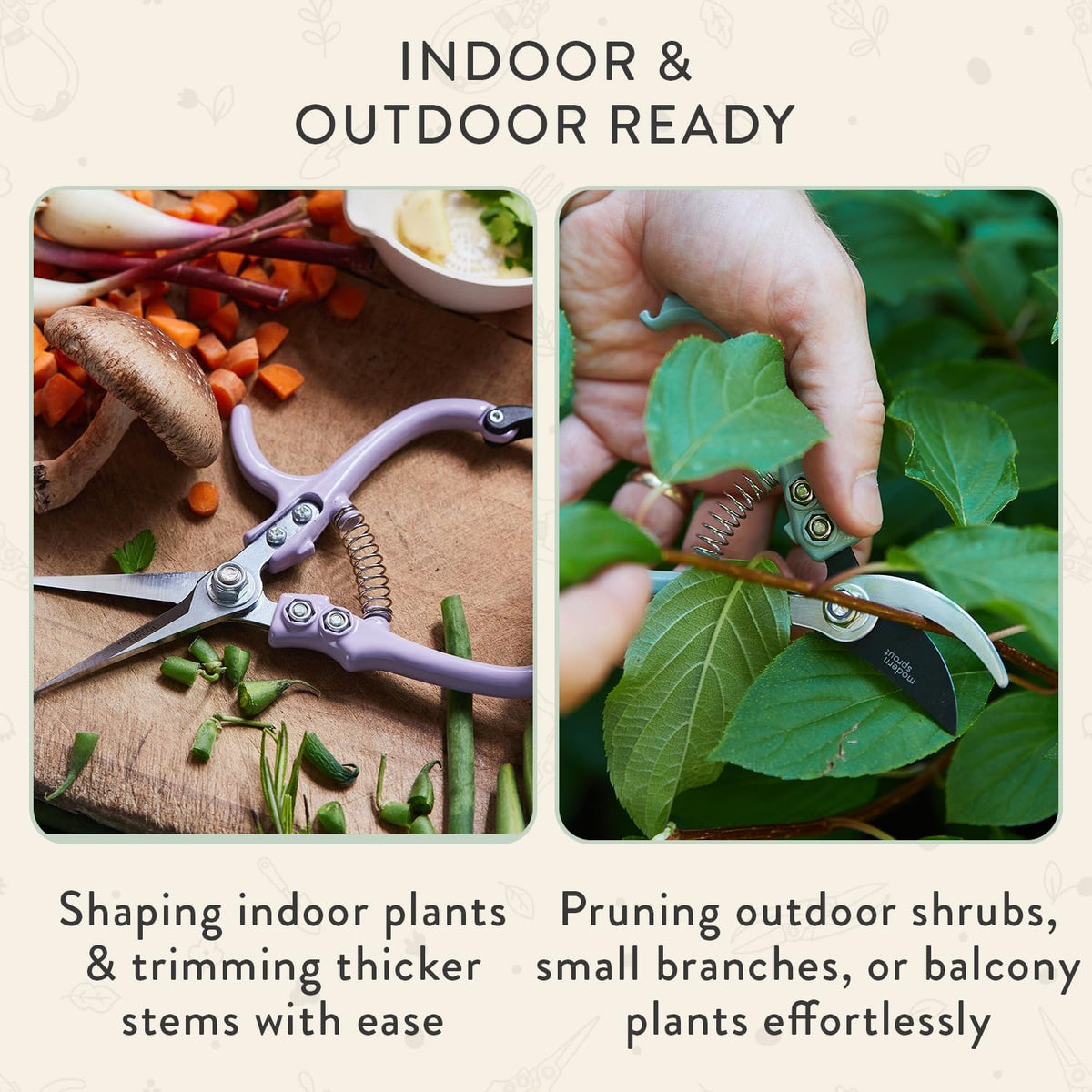 Modern Sprout Hand Pruners+Shears Set w/Blister - Gardening Tools - Sage