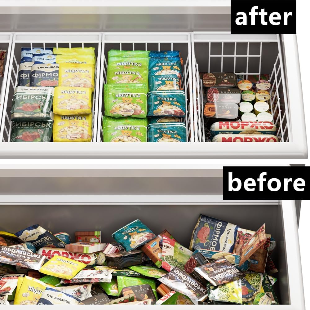 Slideep Wire Storage Baskets, Freezer Baskets Farmhouse Stackable Organizer Storage Bins Large Organizer for Storage, Office, Bathroom, Pantry Organization Storage with Handles 14" Black -Set of 3