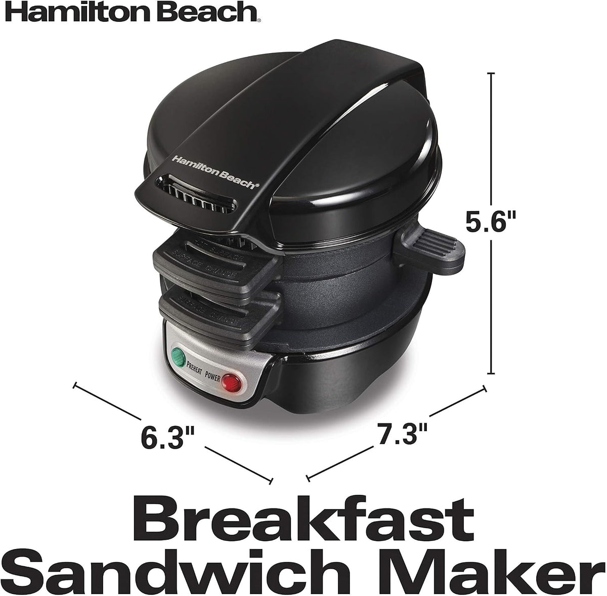 Hamilton Beach Breakfast Sandwich Maker with Egg Cooker Ring, Customize Ingredients, Perfect for English Muffins, Croissants, Mini Waffles, Perfect White Elephant Gifts, Mint (25482)