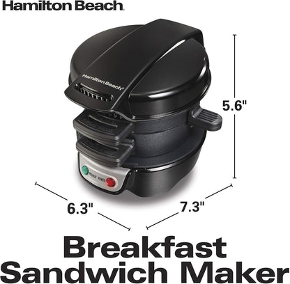 Hamilton Beach Breakfast Sandwich Maker with Egg Cooker Ring, Customize Ingredients, Perfect for English Muffins, Croissants, Mini Waffles, Perfect White Elephant Gifts, Mint (25482)