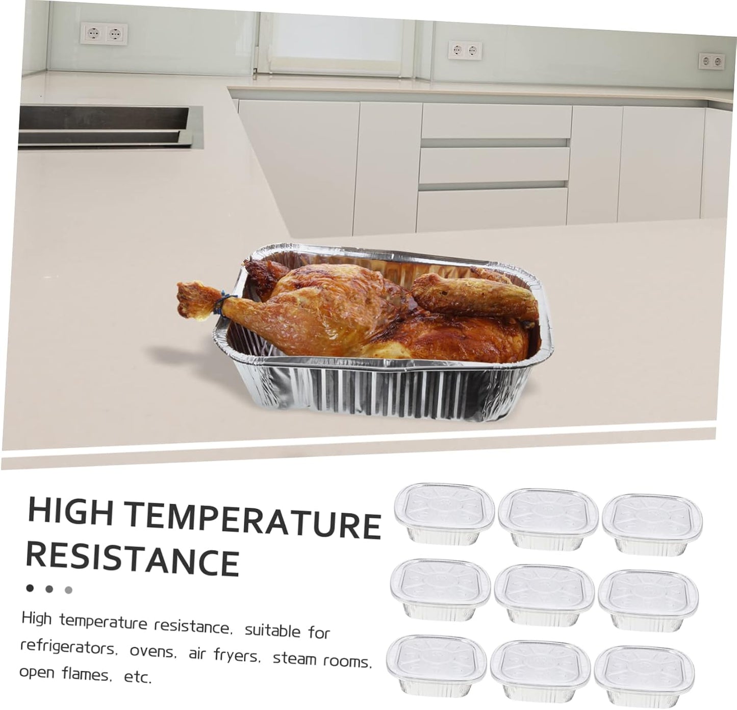 10Sets Aluminum Foil Food Storage Boxes with Lids Versatile Grill Tray Air Fryer Baking Pans for Bbq Meal Prep and Catering Events Stackable Design