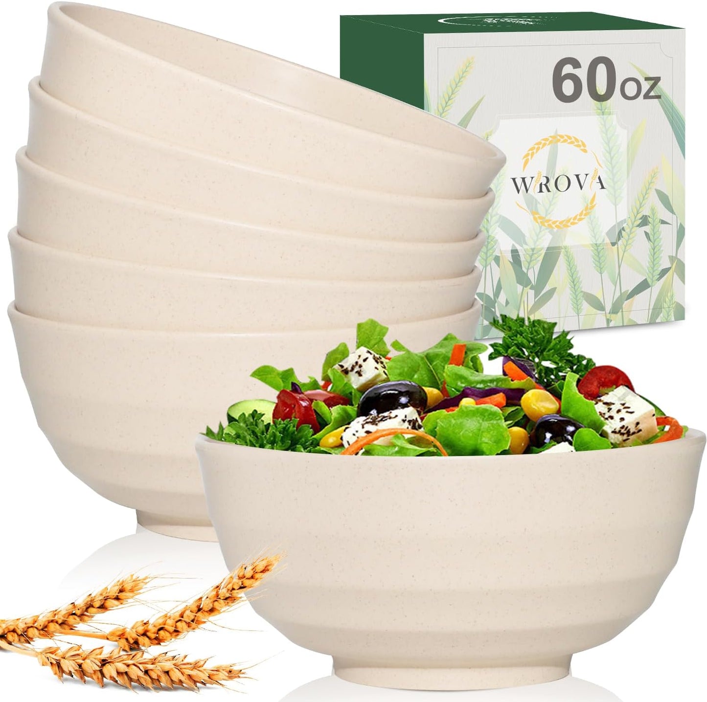 Wheat Straw Bowl Sets,8 PCS Unbreakable Cereal Bowl 26 OZ,Microwave and Dishwasher Safe Bowls,Bowl Sets for Camping and Picnic BPA Free Colorful Salad Bowls for Serving Soup,Oatmeal and Fruit Etc…