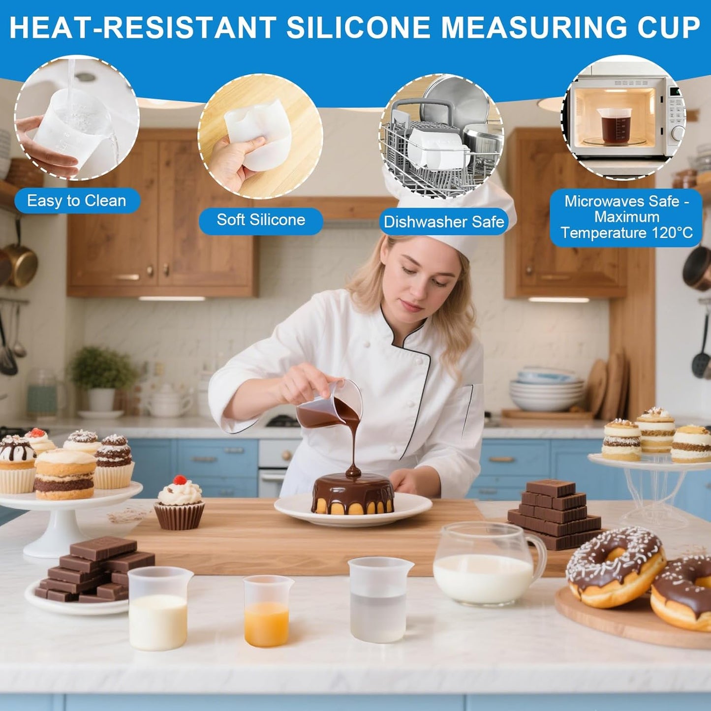 Measuring Cups and Spoons Set 21 Piece, 11 Stainless Steel Nesting Measuring Spoons and Cups with 3 Plastic Measuring Cup, 3 Funnel, 3 Brush, 1 Ruler, Measuring Cup Set for Kitchen Baking Liquid Dry