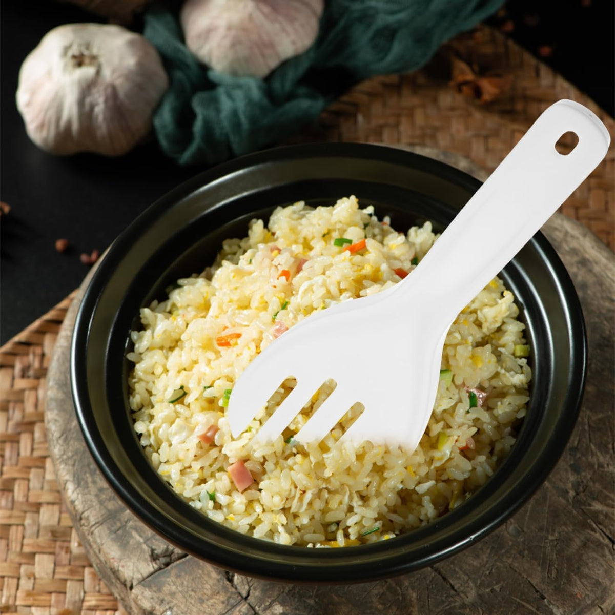 2pcs Rice Paddle Spoon Plastic Non-Stick Rice Spoon Rice Spatula Rice Cooker Spoon, Serving Spoon for Rice Kitchen Utensils for Home Restaurant Hotel White