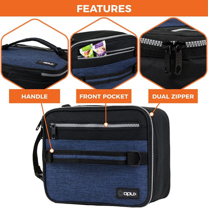 opux Insulated Lunch Box for Men Women Adult, Compact Lunch Bag for Kids Boy Girl Teen, Soft Lunch Cooler Bag for Work School, Leakproof Lunchbox Lunch Pail with Clip-on Buckle, Grey Flowers