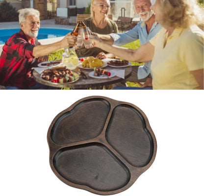 Divided Serving Tray, 3 Compartments Appetizer Snack Dishes Decorative Wooden Serving Platters Chip and Dip Tray for Snack Nut Fruit Veggie