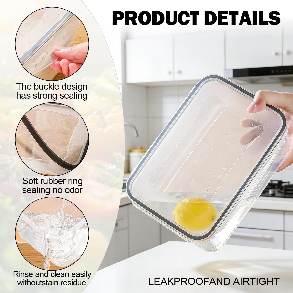 4 Pcs Food Storage Containers with Lids Airtight, 4 Sizes Sets(74oz+40.5oz+20oz+10oz), Plastic Meal Prep Containers, Dishwasher & Microwave & Refrigerator Safe, for Meal Prep & Freezer, Rectangular