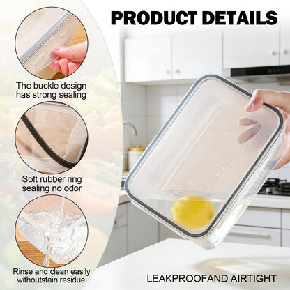 4 Pcs Food Storage Containers with Lids Airtight, 4 Sizes Sets(74oz+40.5oz+20oz+10oz), Plastic Meal Prep Containers, Dishwasher & Microwave & Refrigerator Safe, for Meal Prep & Freezer, Rectangular