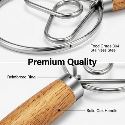 TEEVEA Danish Dough Whisk, Stainless Steel for Sourdough Bread